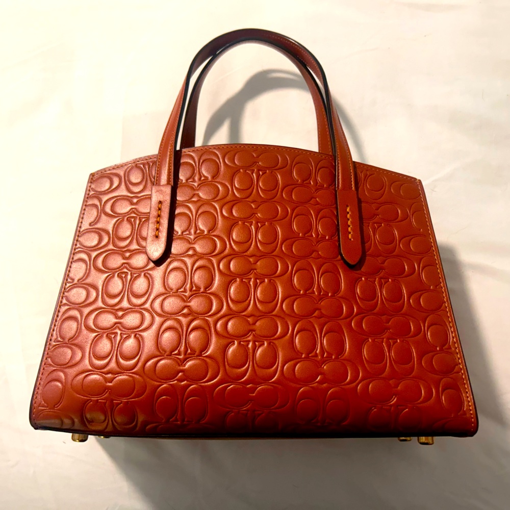 Coach NWT Signature Rust Garnet Charlie Carryall 28 Handbag